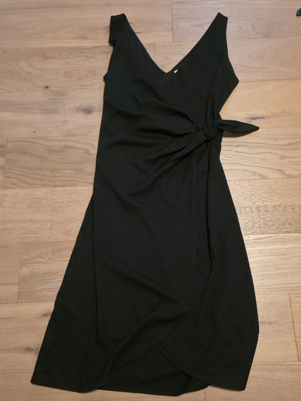 H&M Black Wrap Midi Dress with Side Knot